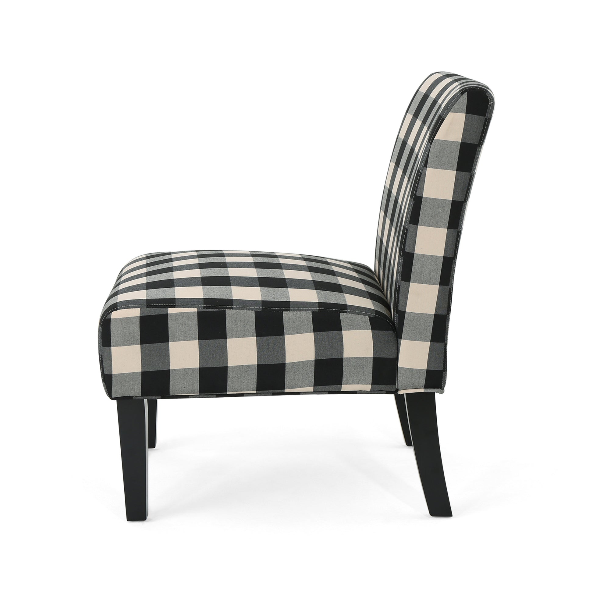 Accent Chair Black White Fabric