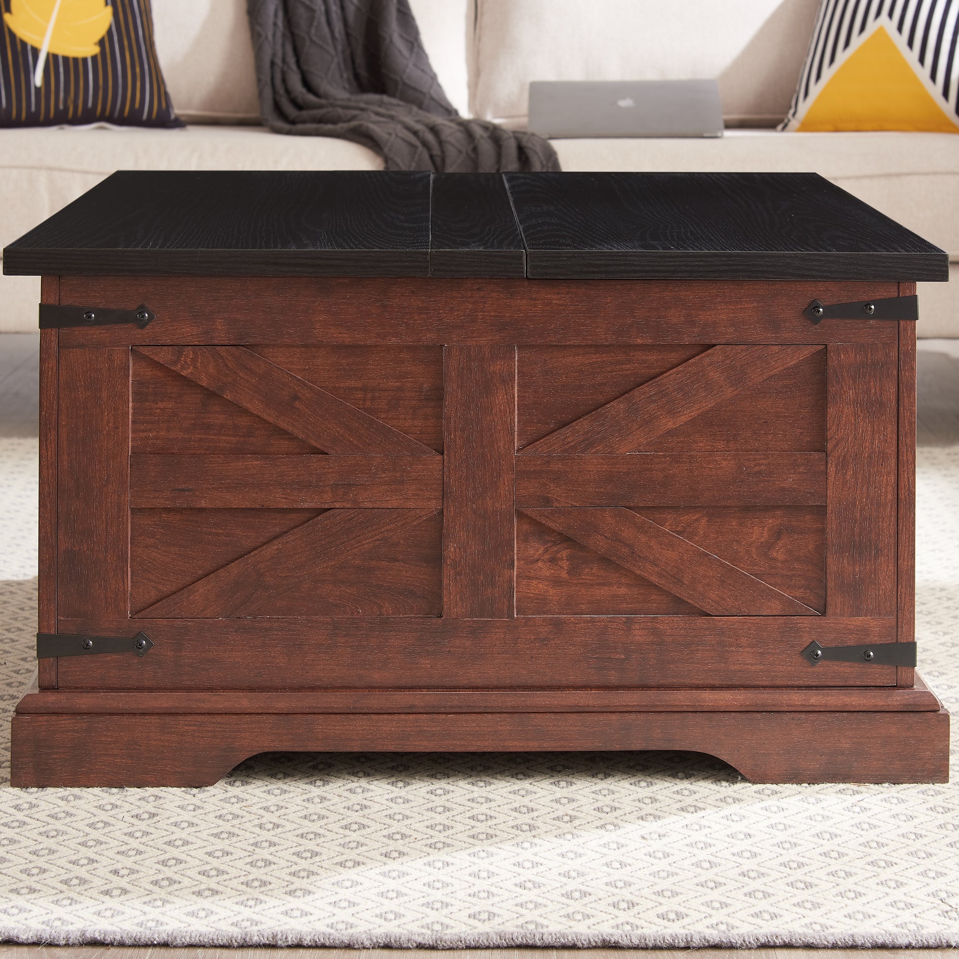 Farmhouse Coffee Table & End Table Barn Design Center Table Rustic Cocktail Table With Hinged Lift Top And End Table Oak Mdf