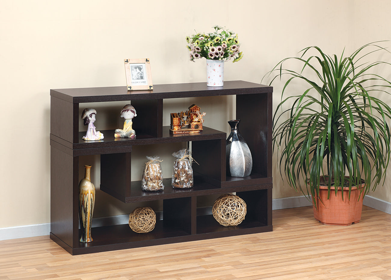 L Shape Geometric Tv Stand Two Piece Extendable Media Furniture Red Cocoa Espresso Cappucino Color Espresso 60 69 Inches Particle Board Mdf