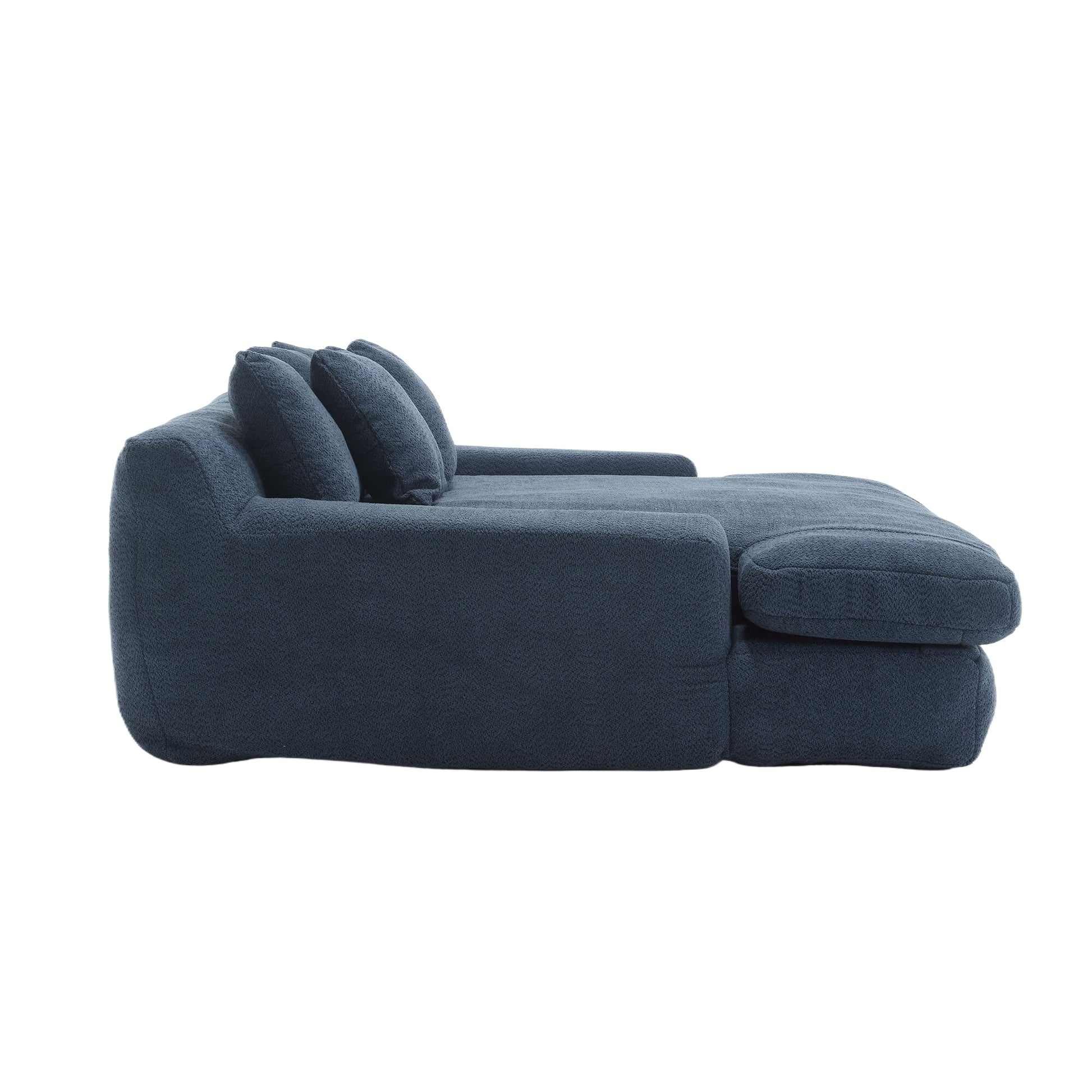 Coolmore Chenille 2 Seater Lazy Sofa With 5 Back Pillows,Comfy Sofa Deep Seat Couch For Living Room,Club Navy Navy Foam Chenille 2 Seat