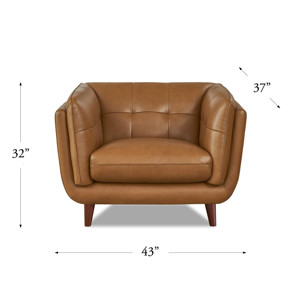 Solana Leather Chair Cognac Down Filling Genuine Leather