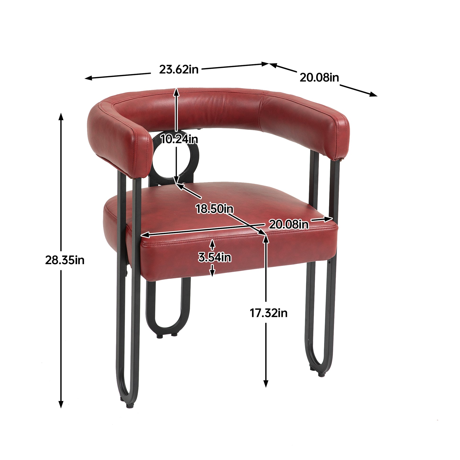 Coolmore Contemporary Designed Pu Fabric Upholstered Accent Dining Chair Barrel Side Chairs Kitchen Armchair For Living Room Set Of 2 Wine Red Pu Wine Red Dining Room Foam Pu Leather