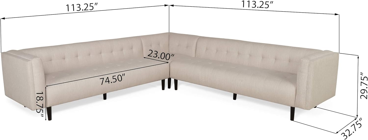 Sectional Lhf Sofa Beige Fabric