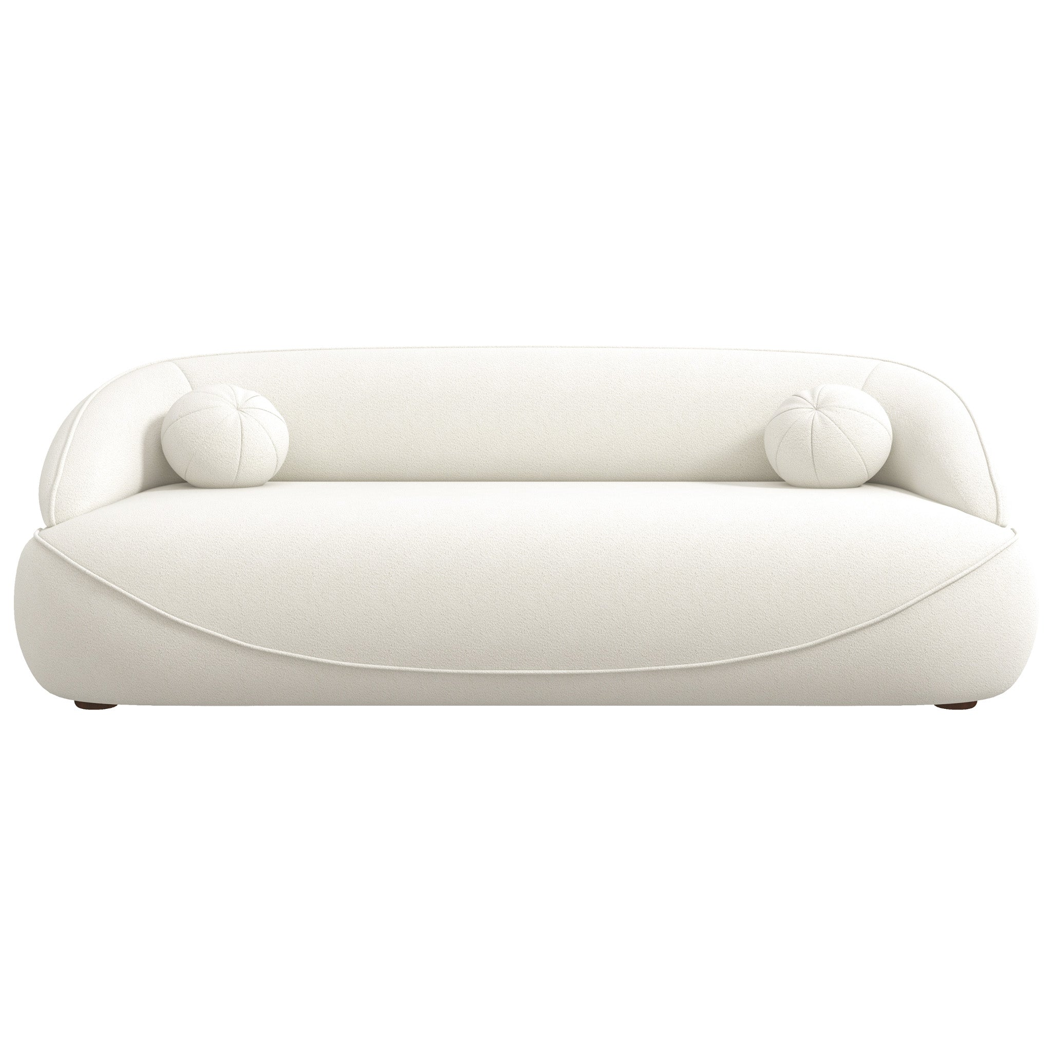 Andrew Beige Boucle Sofa Beige,Ivory White,Light Beige,White Wood Primary Living Space Medium Firm Mid Century Modern Foam Boucle,Solid Wood 3 Seat