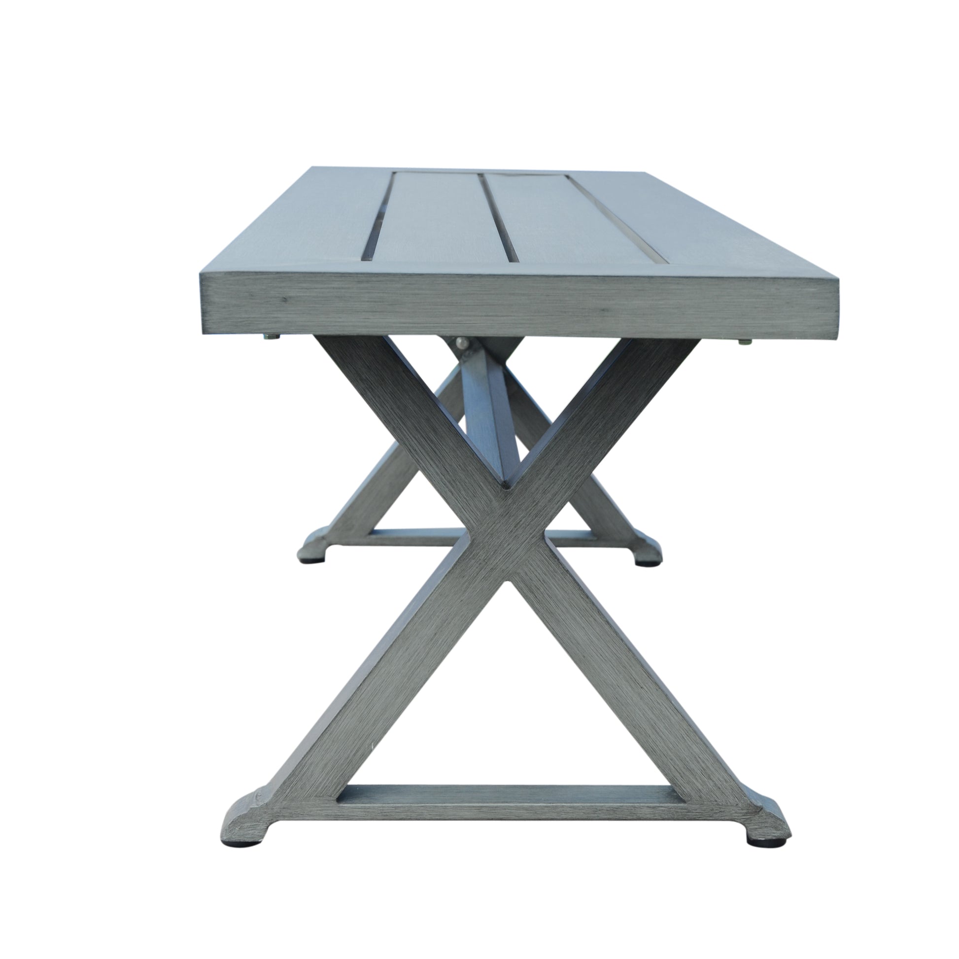 Modern Outdoor Aluminum Dining Bench, Dark Gray Only Sold In Dark Gray Aluminium