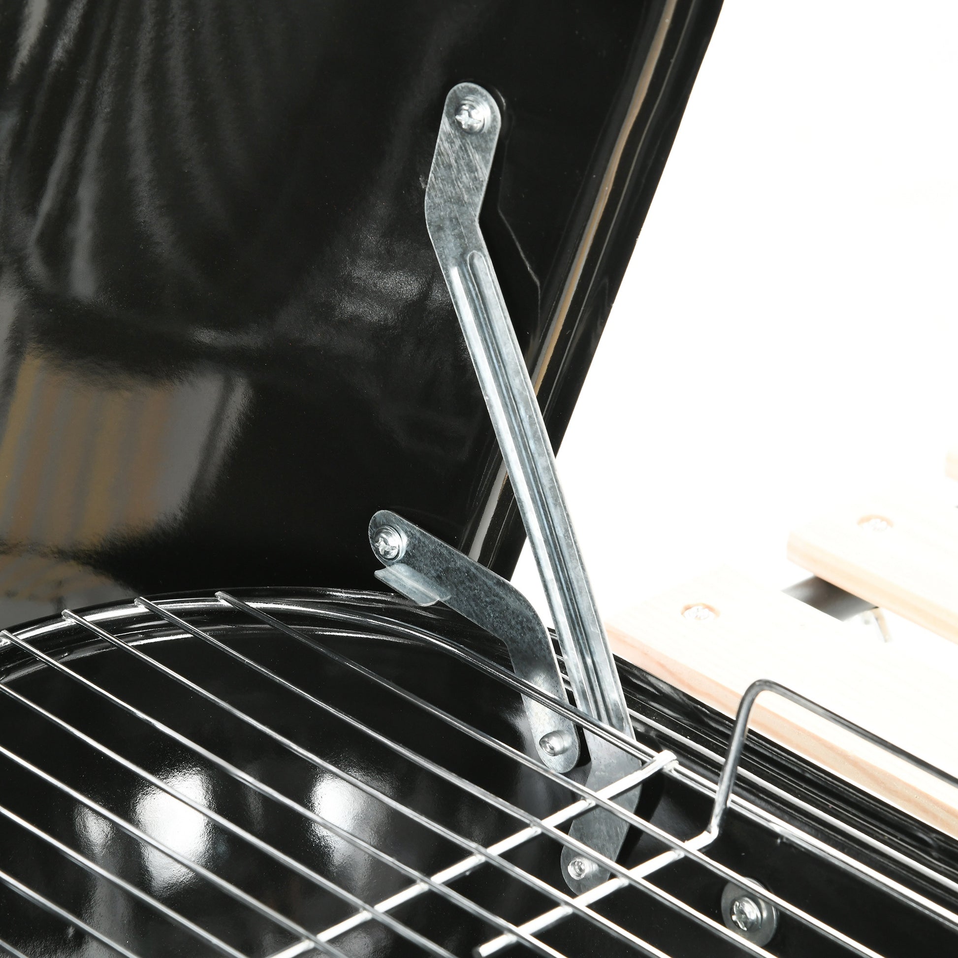 Outsunny 17" Portable Charcoal Grill With Wheels, 2 Side Tables And Bottom Shelf, Bbq With Adjustable Vents On Lid For Picnic, Camping, Backyard, Cooking, Red Red Steel