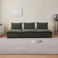 Mid Century Modern 3 Seater Sofa Couch For Living Room Modular Sectional Armless Sofa, Ultra Soft Chenille Fabric, Sturdy Frame, Comfortable And Stylish Furniture Green Foam Chenille 3 Seat