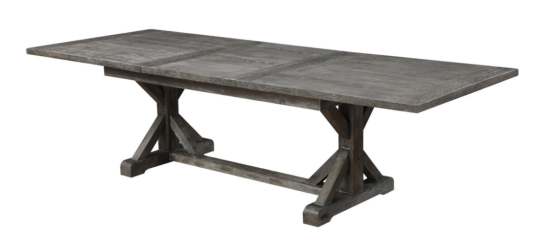 Rusti Gray Dining Table With Butterfly Leaf Gray Solid Wood