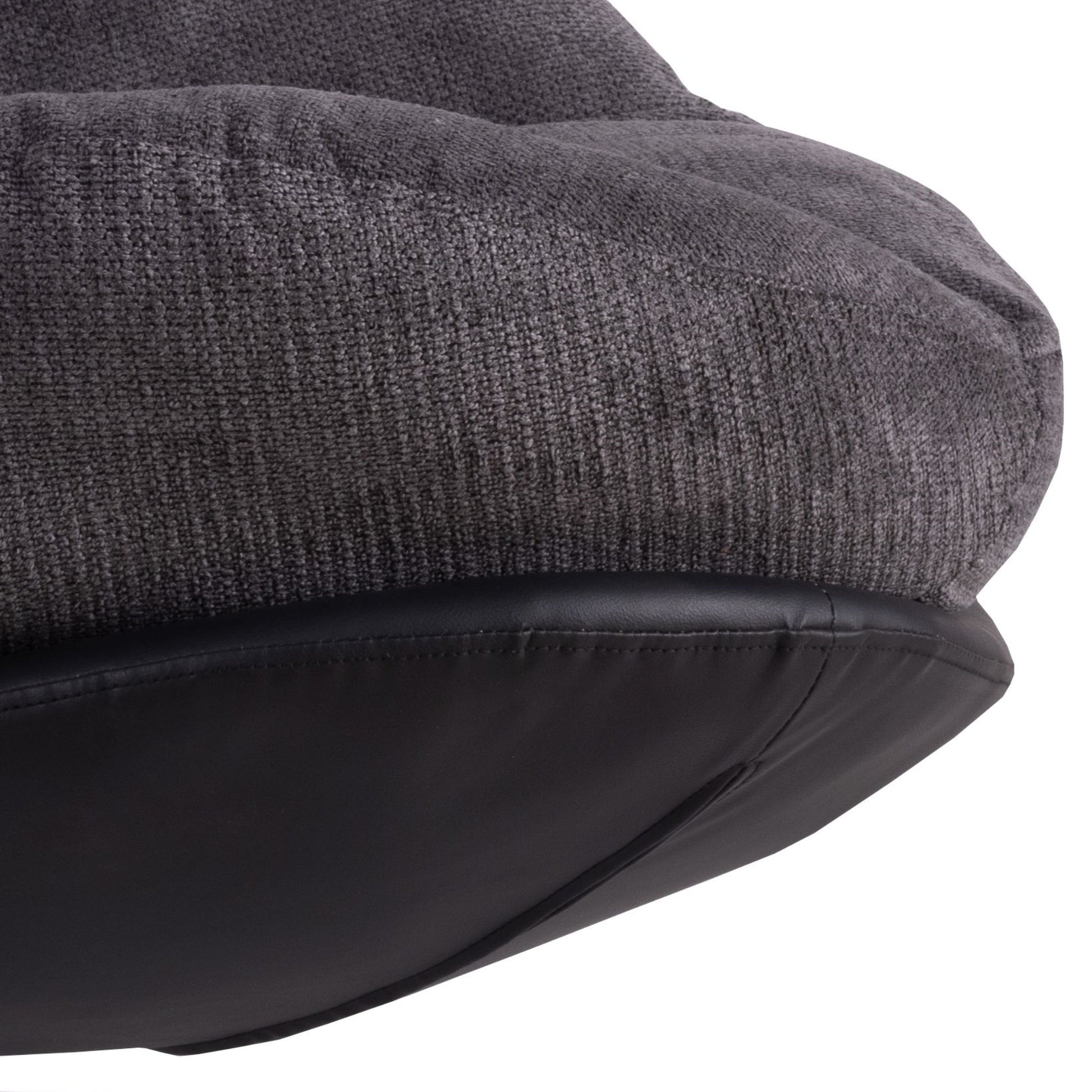 360 Swivel Accent Chair, Modern Chenille Lounge Chair With Faux Leather And Black Metal Base Frame, Comfortable Reading Chair For Small Spaces, Living Room, Bedroom, Reading Corner, Office, Dark Gray Black,Dark Gray Brown Primary Living Space