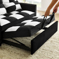 Modern Velvet Seat Sofa Couch Pull Out Bed,3 In One Convertible For Living Room Sofa Bed,Black White Black White Velvet Primary Living Space Cushion Back Medium Soft Medium Duty American Design Pillow Top Arms Foam Velvet 2 Seat