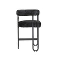 Coolmore Bar Stools Set Of 2, Modern Bar Stool With Back, Black Metal Frames, Upholstered Bar Stools For Kitchen Island, Pub, Club Black Chenille Black Dining Room Foam Chenille