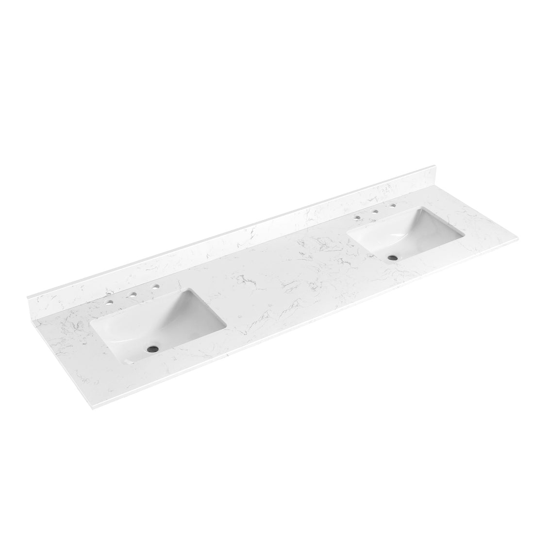 72"X 22" Bathroom Stone Vanity Top Engineered Color With Undermount Ceramic Sink And 3 Faucet Hole With Backsplash White Bathroom Stone