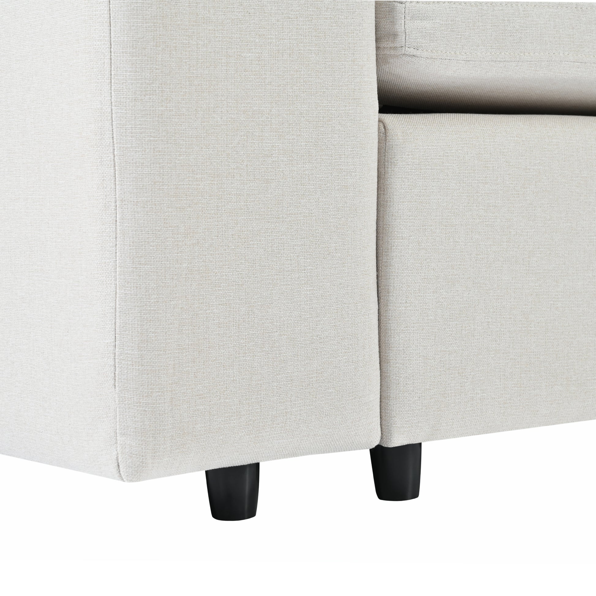 L Shaped Modular Sectional Sofa With Removable Back Cushions,3 Pillows And 2 Storage Spaces,Suitable For Living Rooms,Offices And Apartments Beige Polyester 3 Seat