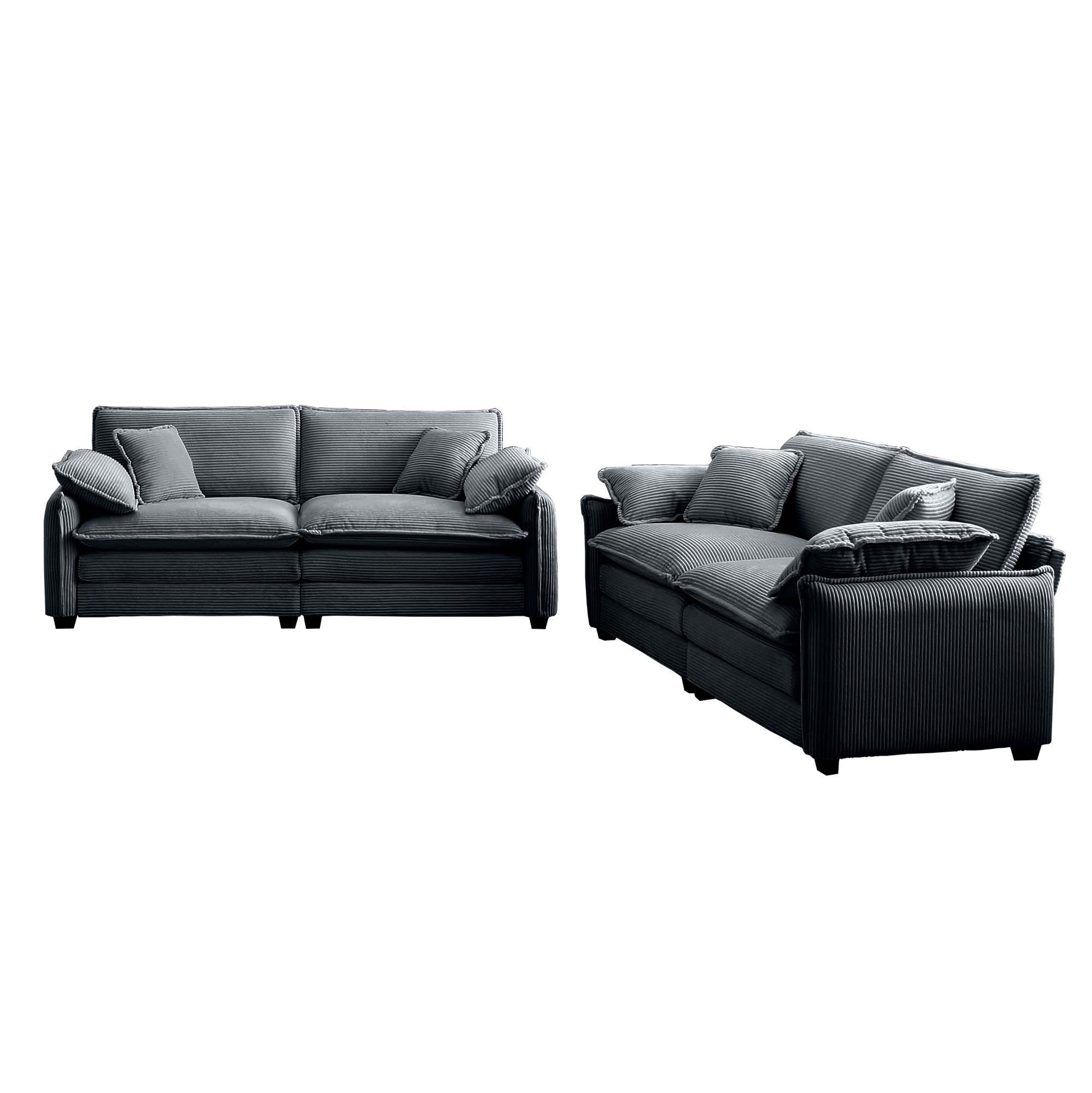 Modern Living Room Sofa Two Piece Set, Suitable For Living Room And Bedroom Sofa Set, Consists Of Two Pieces Of 2 Seater Sofa,Grey Corduroy Grey Corduroy 5 Seat