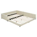 Queen Size & Twin Xl Size Upholstered Platform Bed, Mother & Child Bed, Pu Leather, Beige Beige Pu Leather