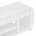 Retro Multifunctional Storage Bench With Cushion And Curved Side Panel For Entrance And Living Room Antique White Antique White Mdf