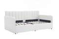 Flora Upholstered Daybed With 2 Drawers, Twin, Ivory Boucle, Ribbed Tufted Backrest, Daybed In Lavish Modern Design Box Spring Not Required Twin Ivory Metal Bedroom Classic,Contemporary,Minimalist,Traditional,Transitional Upholstered Upholstered