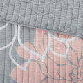 6 Piece Printed Cotton Quilt Set With Throw Pillows Grey Peach King Cal King King Grey Peach Polyester