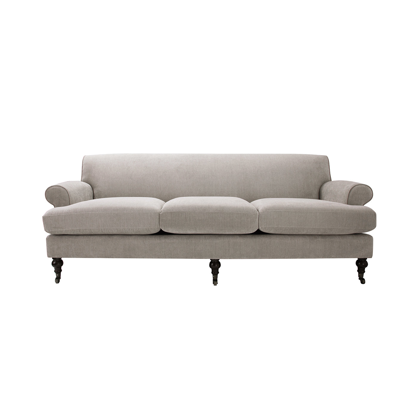 Alana Lawson Three Cushion Tightback Sofa, Silver Grey Polyester Silver Grey Foam Polyester 3 Seat