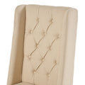 Dining Chair Beige Wood Fabric