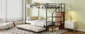 Twin Over Full Metal Bunk Bed With Trundle And Lateral Storage Ladder And Wardrobe, Black Black Metal