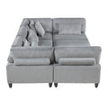 6Pc Modular Sectional Set Gray Corduroy Upholstery 3X Armless Chairs 2X Corner Seats 1X Ottoman Pillows Living Room Furniture Gray Corduroy Wood Primary Living Space Contemporary,Modern Modular