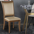 Dining Chair, Vegan Faux Leather With X Design, Set Of 2, Beige Beige Solid Wood