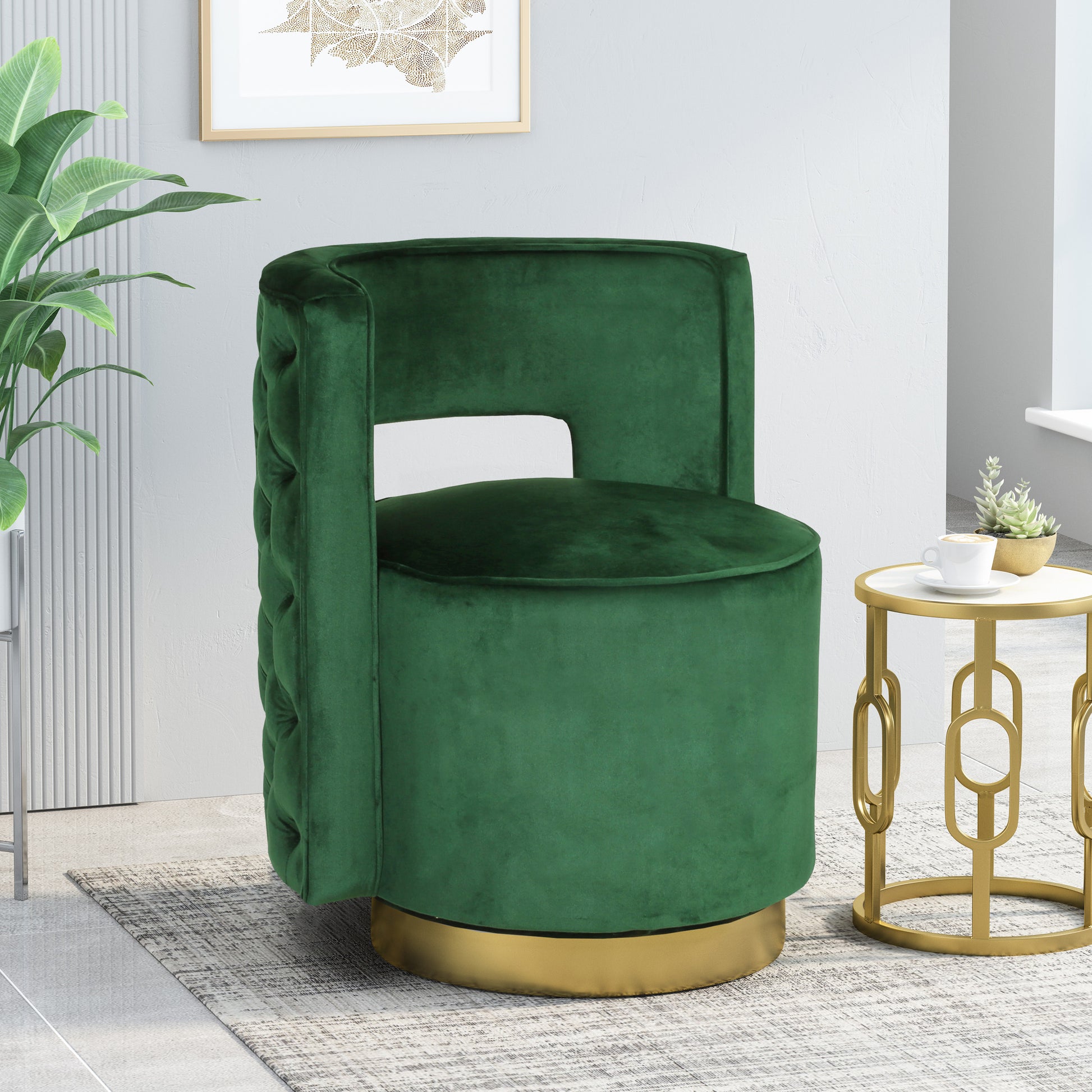 Swivel Arm Chair Emerald Velvet