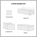 6 Piece Reversible Soped Edge Daybed Cover Set Blue Daybed Blue Polyester