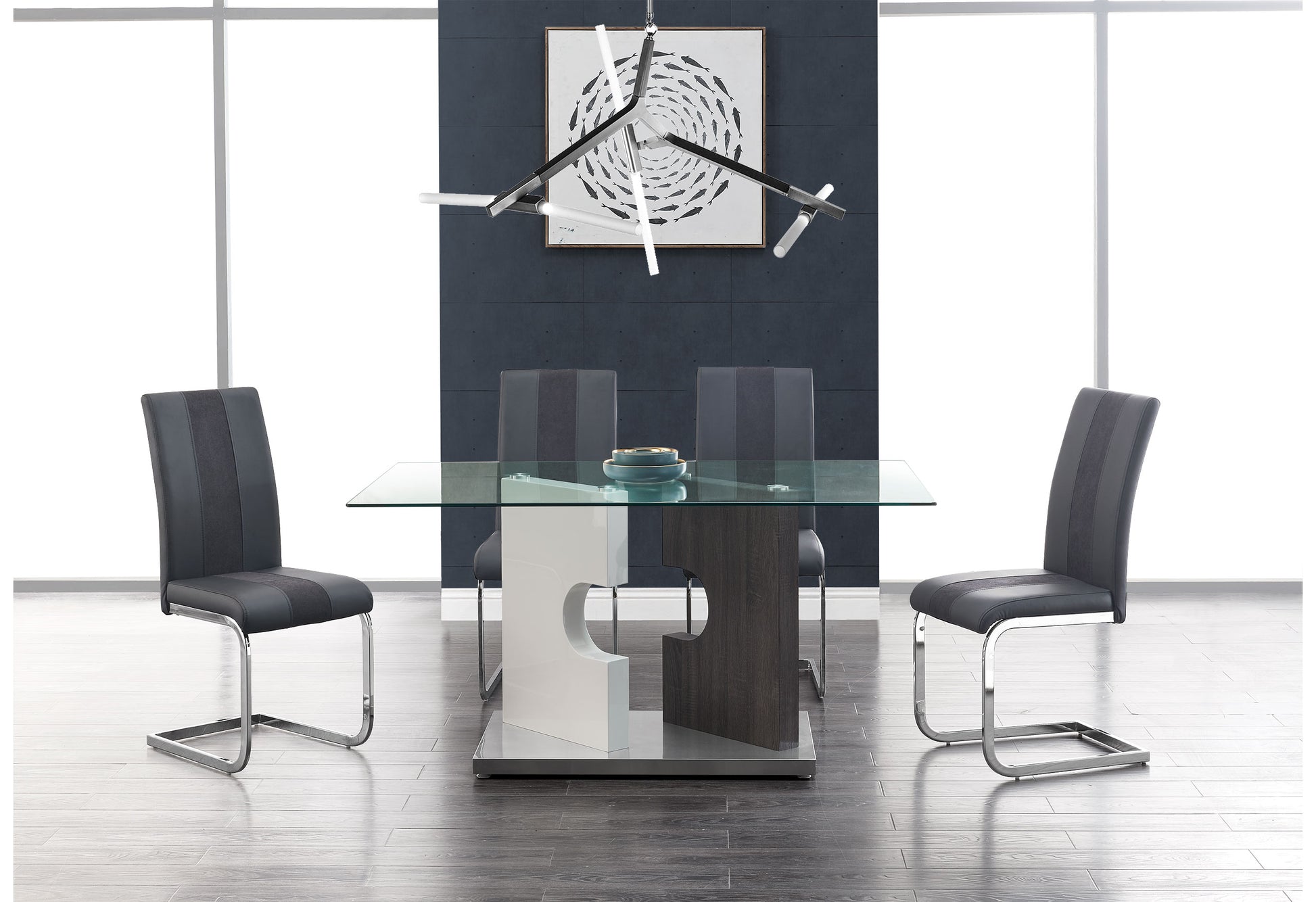 Iris Dining Table Gray Stainless Steel