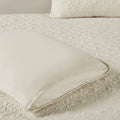 3 Piece Split Corner Pleated Quilted Bedspread Cream Queen Cream Polyester