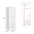 Lisboa Armoire, Rod, Double Door, Two Drawers, Metal Handles White White Bedroom Modern Particle Board
