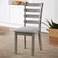 Gray Color Dining Chairs Padded Seat Set Of 2Pc Side Chair Ladder Back Kitchen Dining Room Wire Brushed Finish Gray Dining Room Classic,Modern,Transitional Dining Chairs Rubberwood Ladder Back Set