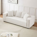 88.97'' Mid Century Modern Upholstered Sofa With 5 Matching Toss Pillows, Including Bottom Frame,Comfy Couches For Living Room, Bedroom, Apartment And Office.White White Corduroy 3 Seat