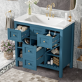 36'' Bathroom Vanity With Resin Sink Combo, Solid Wood Frame Bathroom Storage Cabinet, Freestanding Vanity Set With 5 Drawers& Soft Closing Doors Same As N710S136001C Blue Bathroom Solid Wood Mdf Resin