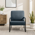 Contemporary Square Metal Frame Accent Chair Indigo Blue Black Blue Steel