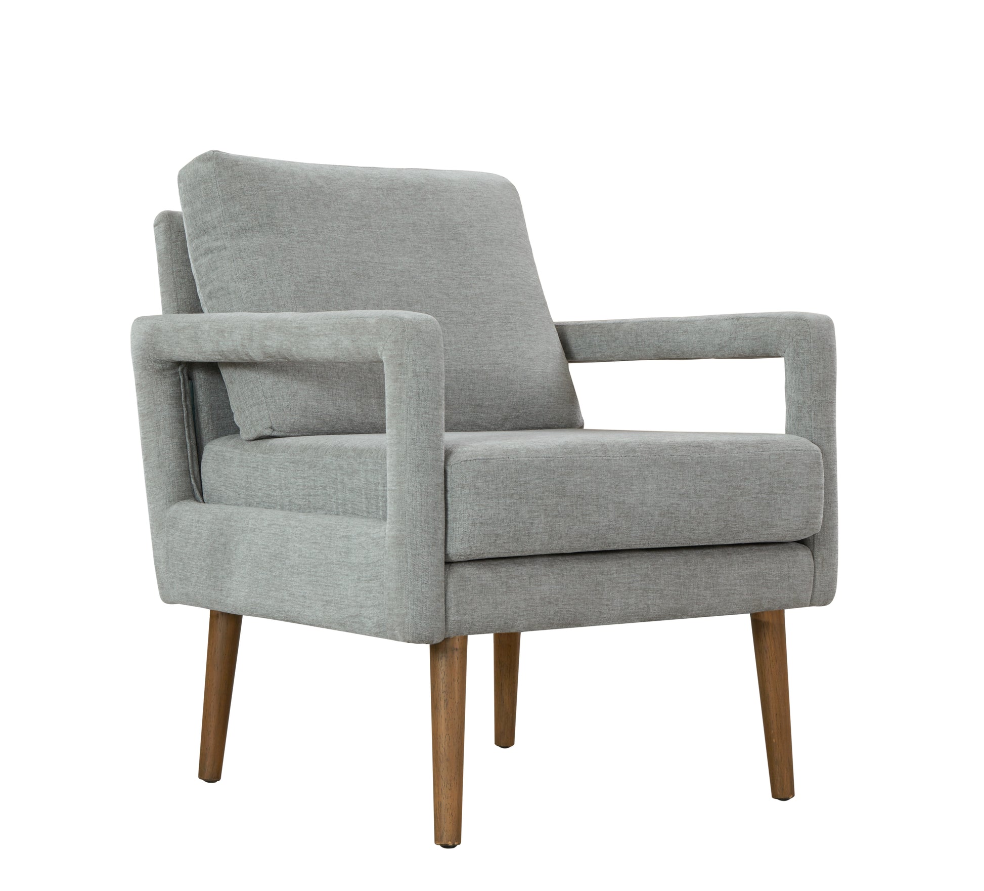 Mid Century Armchair2Pcs, Accent Chair With Wood Legs & Soft Cushion For Living Room, Bedroom, Home Office, Study, Grey Gray Foam Wood Fabric