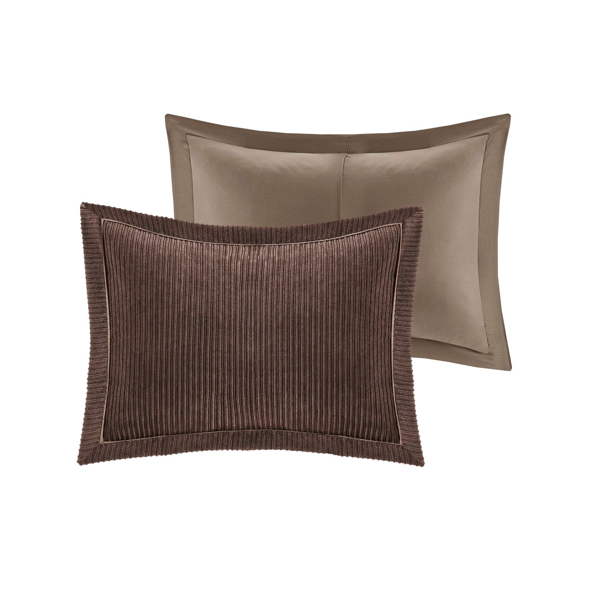 7 Piece Micro Corduroy Comforter Set Brown Cal King Brown Polyester