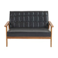 Coolmore Mid Century Modern Solid Loveseat Sofa Upholstered Pu Leather Loveseat, 2 Seat Upholstered Loveseat Sofa Modern Couch Black Pu Pu Leather 2 Seat