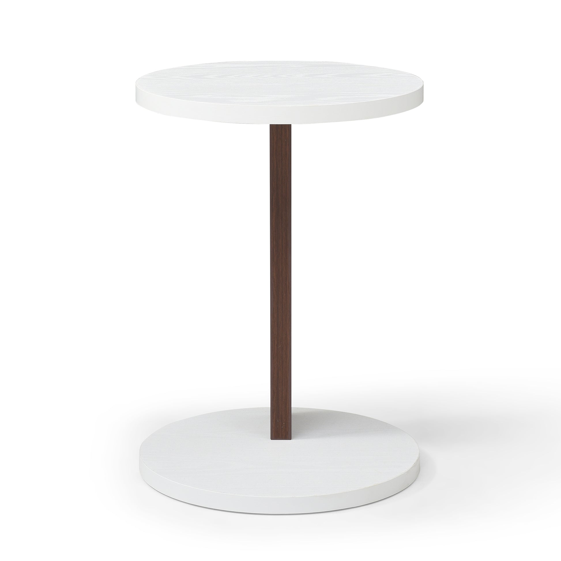 C Shaped End Table, Small Side Table For Couch, Sofa Table With Wood Frame For Living Room, Bedroom, Bedside, Rustic White And Walnut White Walnut Primary Living Space Coffee & End Tables Mdf