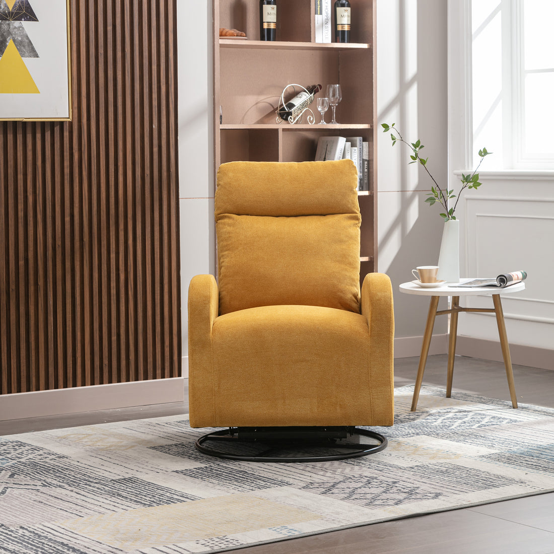 Jiada Upholstered Swivel Glider.Rocking Chair For Nursery In Yellow.Modern Style One Left Bag Yellow Primary Living Space Foam Metal