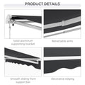 Outsunny 10' X 8' Electric Awning, Retractable Awning, Uv Protection Sun Shade Shelter With Remote Controller And Manual Crank Handle For Deck, Balcony, Yard, Dark Gray Gray Aluminum