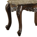 Wooden End Table With Marble Top In Antique Oak Brown Brown Wood