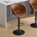 Adjustable Swivel Bar Stools, Mid Century Modern Pu Leather Upholstered Counter Height Bar Stool, Kitchen Island Barstools With Minimalism Style, 1 Chair 1Carton,Brown Brown Pu Mid Century Modern,Minimalist Bar Stools 1 Foam Pu Leather