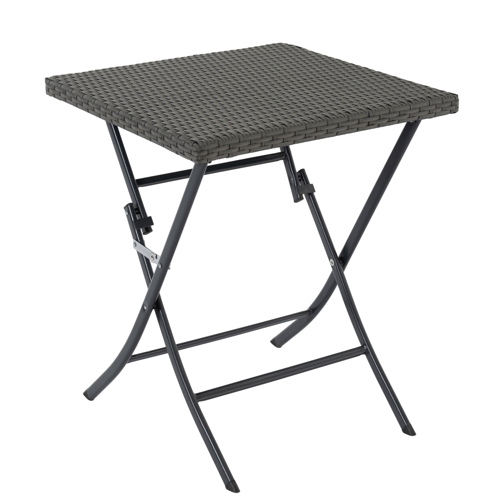 Rattan Patio Bistro Set, 3 Piece Foldable Outdoor Patio Furniture Sets, With Folding Table And Two Chairs, For Garden, Backyard, Pool, Lawn, Porch, Balcony, All Weather Rattan Style Gray Pe Rattan