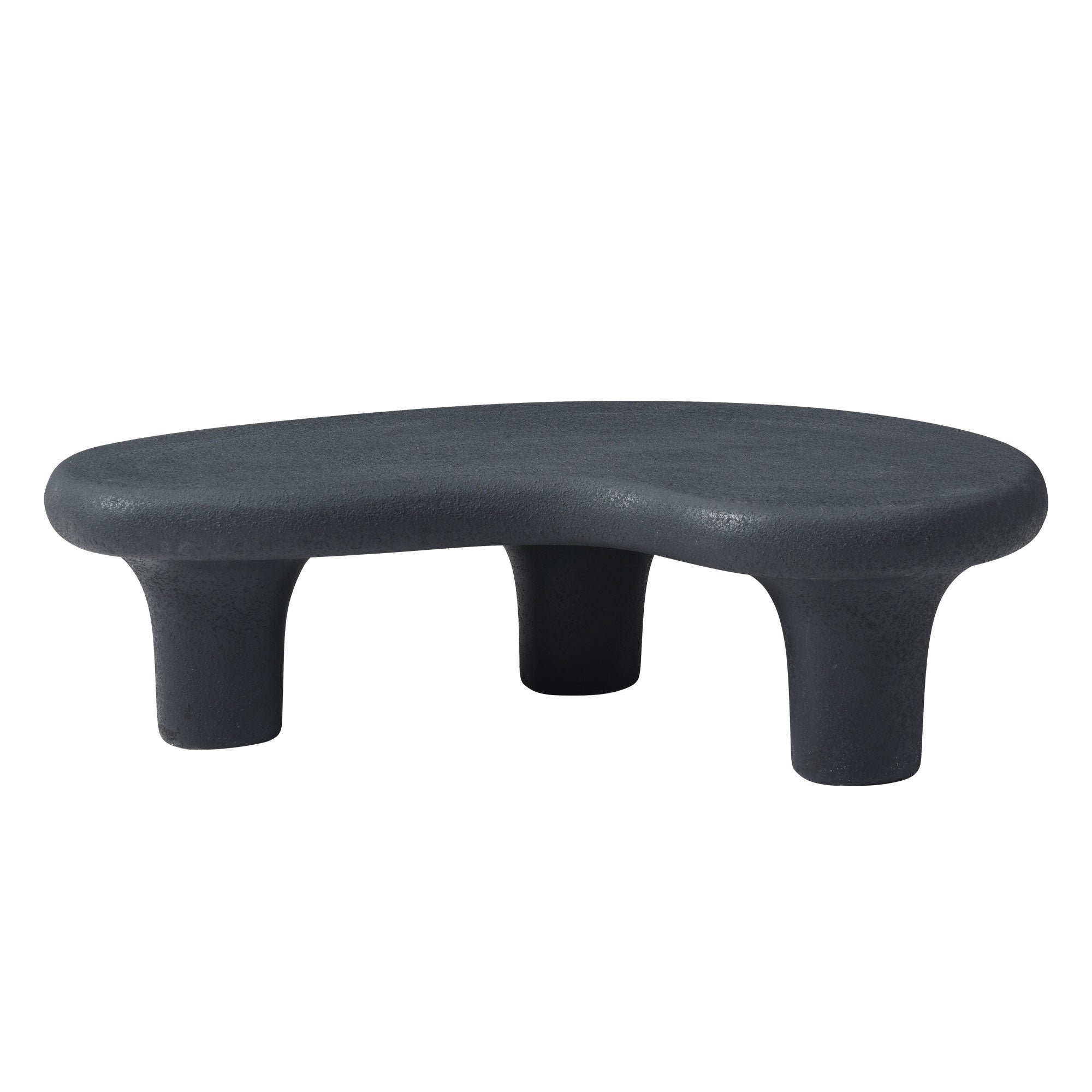 47.24'' Fiberglass Cloud Coffee Table For Living Room Vintage Table With 3 Support Legs,Matte Black Table Front Of The Sofa, Irregular Center Table,No Need Assembly Matt Black Fiberglass