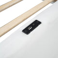 Twin Size Upholstered Platform Bed With Guardrail And Charging Station, White Box Spring Not Required Twin White Upholstered