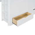 Full Size Wooden Loft Bed With Wardrobe, Desk, Drawers, Shelves, White Full White Plywood