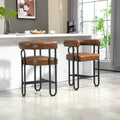 Coolmore Bar Stools Set Of 2, Modern Bar Stool With Back, Black Metal Frames, Upholstered Bar Stools For Kitchen Island, Pub, Club Light Brown Pu Light Brown Dining Room Foam Pu Leather