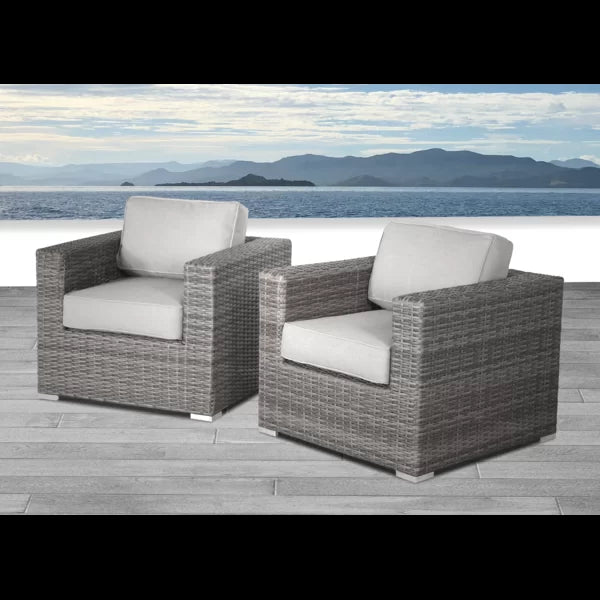 Comfortable Patio Chair With Cushions Fully Assembled Grey,Grey Mix Wicker